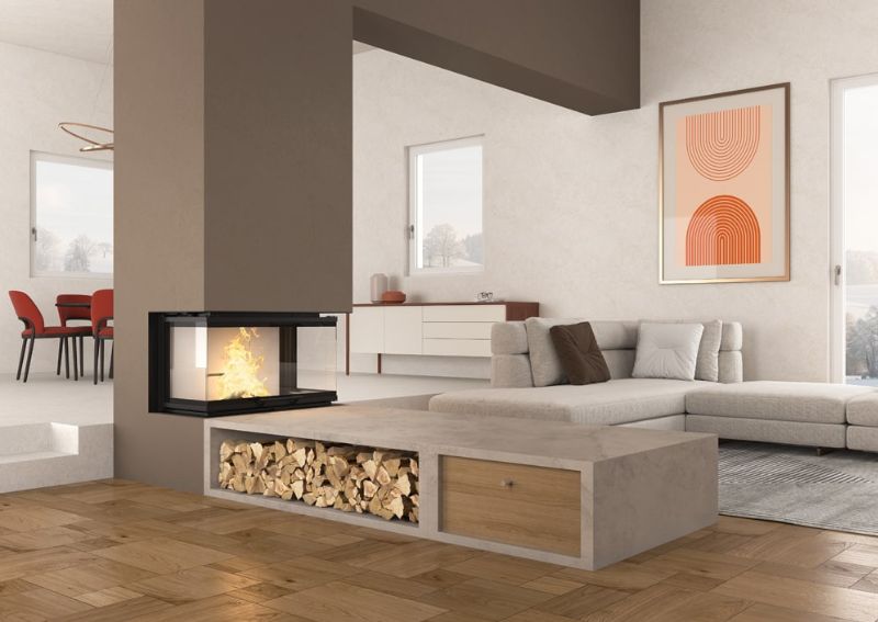 Italian built-in wood fireplace